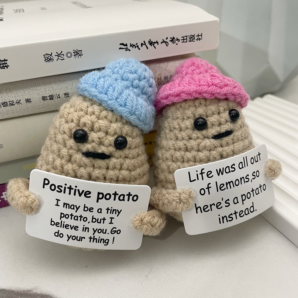 Picture of Cross-Border hand-woven wool potato sunflower pot suit funny facial expression bag doll car pendant