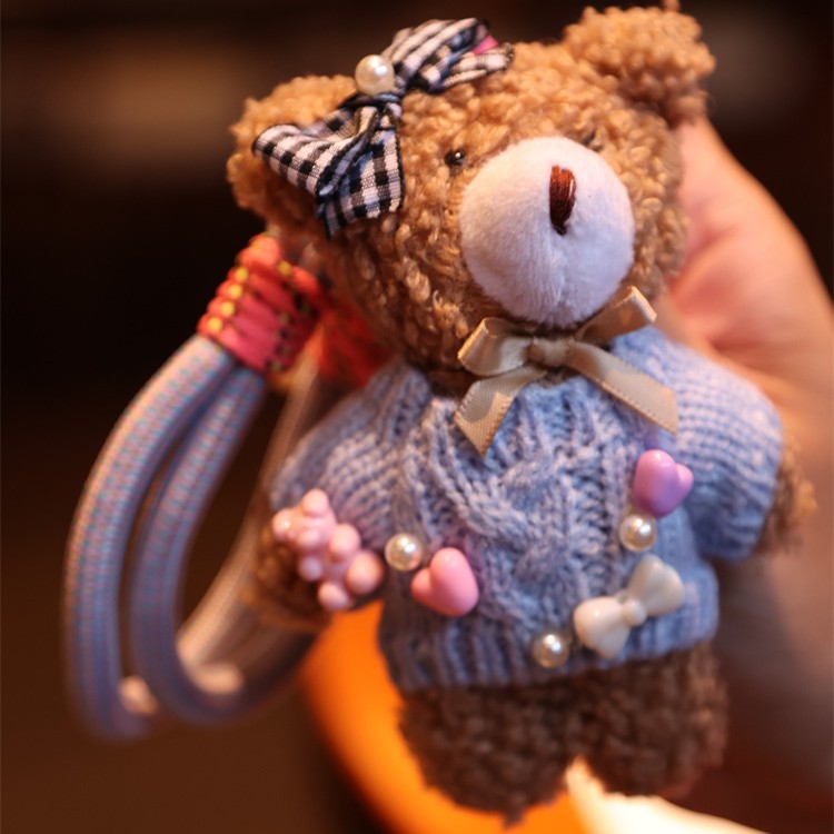 K-Style of Original Handmade Cute Bear Pendant Mobile Phone Rope Bag Pendant Plush Pendant Doll