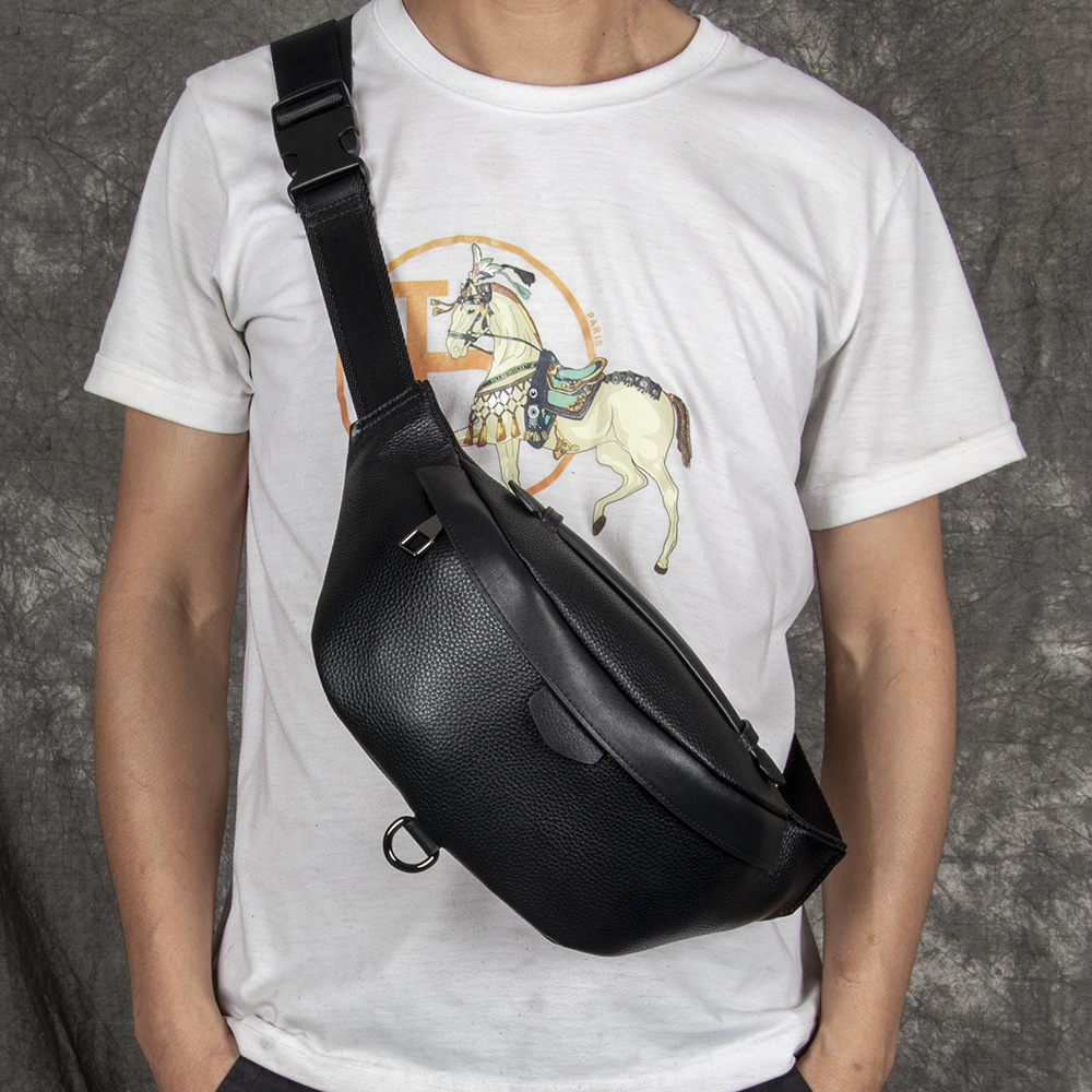 Cross-border Fashion Unisex Waist Bag Outdoor Sports Bag Men's Chest Bag Genuine Leather Men's Bag Shoulder Bag Top Layer Cowhide