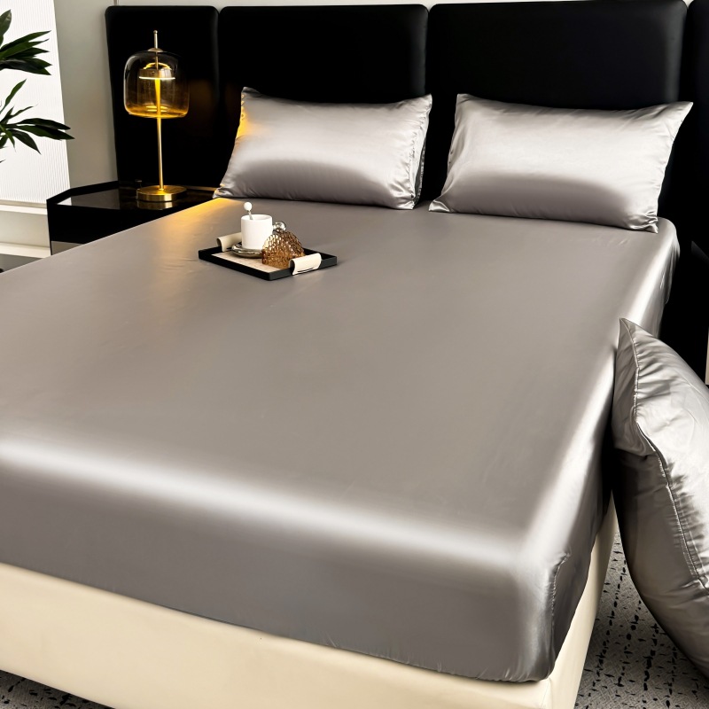 2025 New Ice Silk Mat Bed Sheet Single Piece Summer Bed Cover Set Three-Piece Set All-Inclusive Mattress Protector Dust Cover