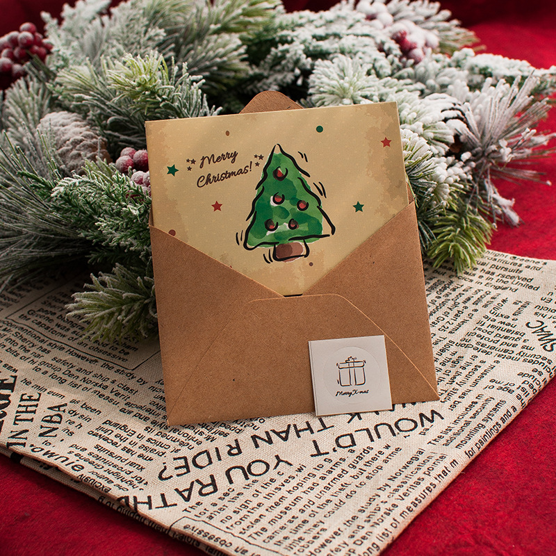 Picture of Senyu Leaf Vintage Christmas Greeting Card suit Blessing Business Confession Christmas Eve Holiday Simple Small Fresh Greeting Card
