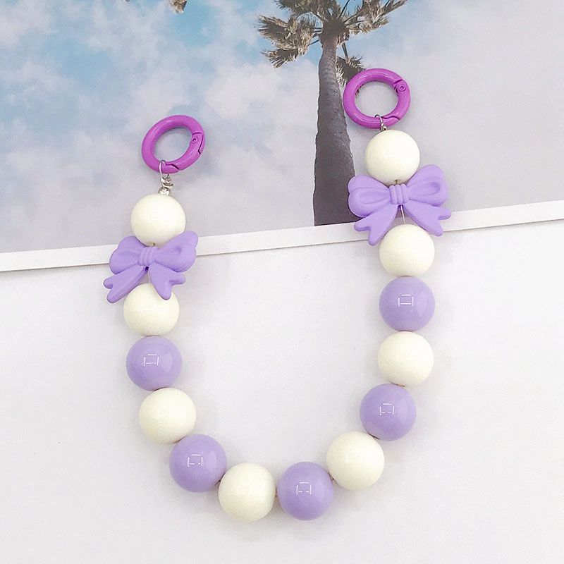 Picture of New Candy Color Acrylic Hand Chain Colorful Bow Bag Pendant Diy Mobile Phone Case Accessories Trend