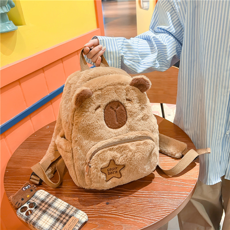Picture of 2024 New capabala plush capybara backpack cute personality furry bag plush doll cartoon bag