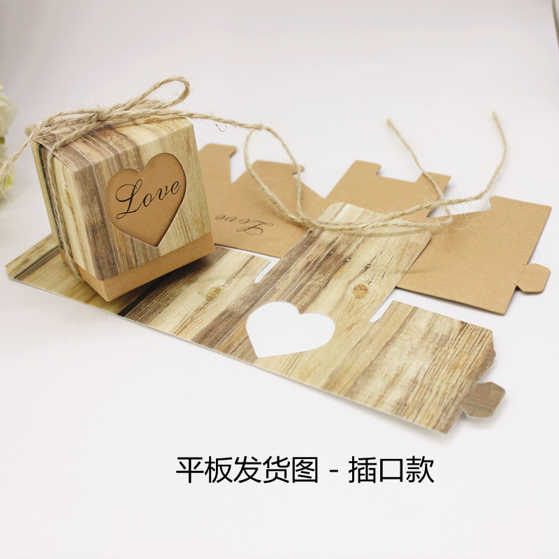 Picture of Love Heart-Shaped Kraft Paper Box Small Square Box European Gift Box Heart Wedding Candy Box Gift Box Personalized DIY Wedding