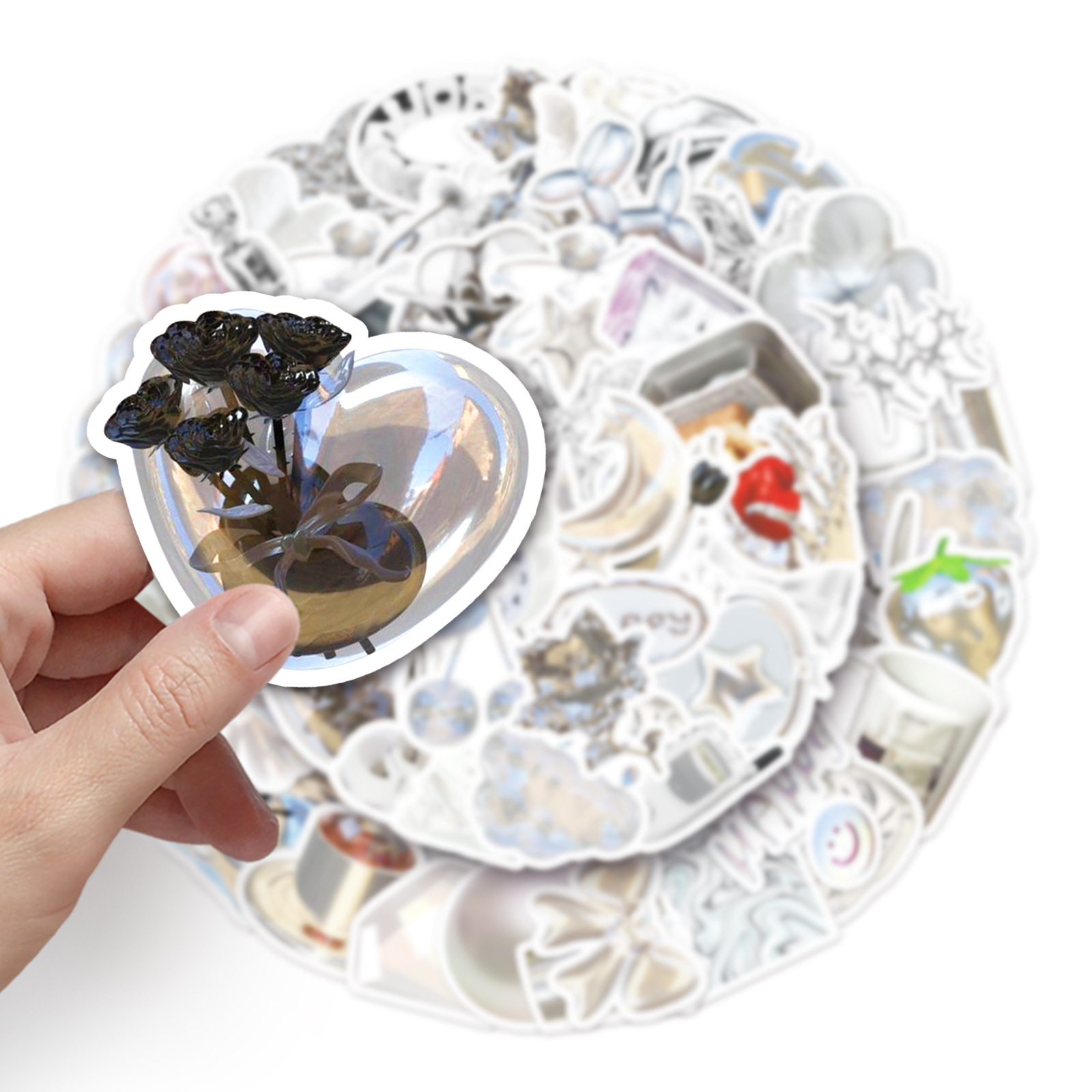 Picture of 50 silver ins style graffiti hand account goo card small fresh DIY mobile phone case luggage sticker waterproof sticker