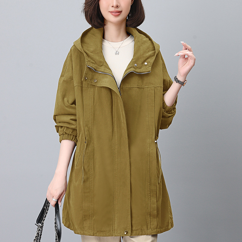 Picture of Women's Spring and Autumn 2024 New Cotton Long-sleeved Casual Workwear Elegant Slimming plus size Hooded Coat