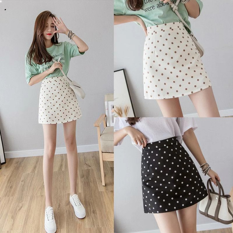 Polka Dot Skirt Women's 2024 New Spring and Summer High Waist Small Hot Girl Slimming A- line One-step Hip Skirt