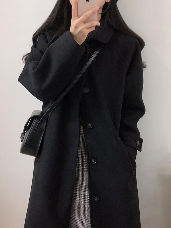 Picture of 2025 autumn and winter new Korean version of loose thin thick knee woolen coat plus size woolen coat women's long