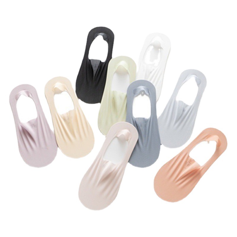 Ice Silk Shallow Mouth Boat Socks Children's Summer Solid Color Cotton Bottom Invisible Thin Short Socks Silicone Non-slip Heel-resistant Socks