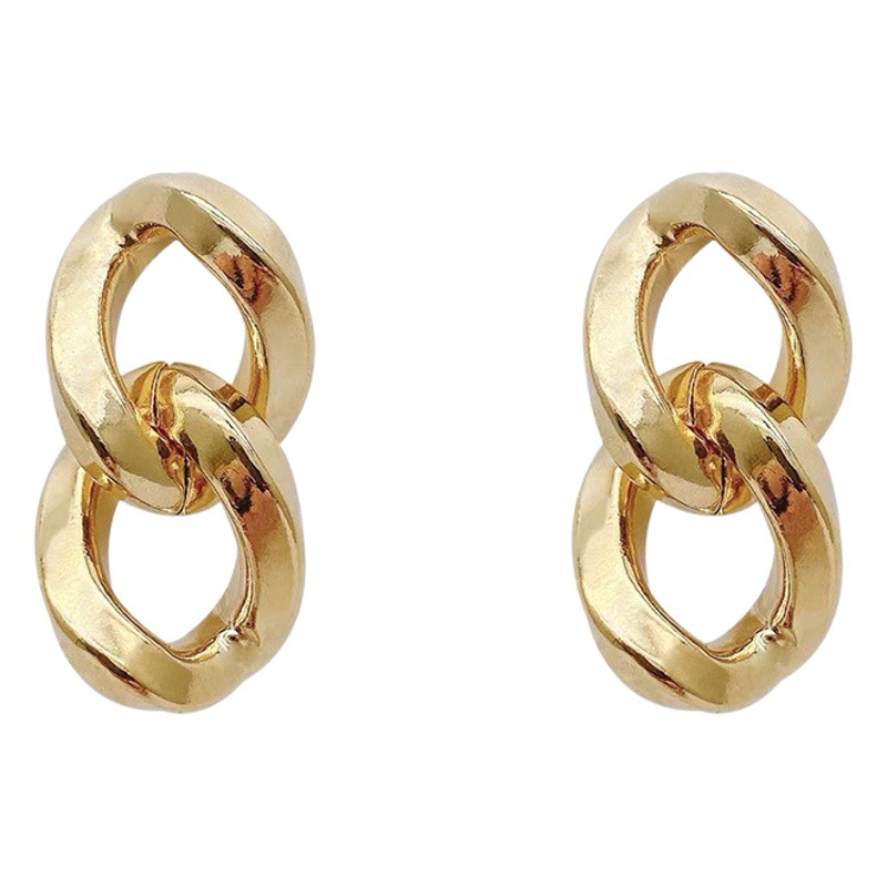 Chain Hollow Tassel Earrings Women's Korean Style Fashion Distinctive Geometry S925 Silver Pin Earrings Ins Style Hip-Hop Earrings