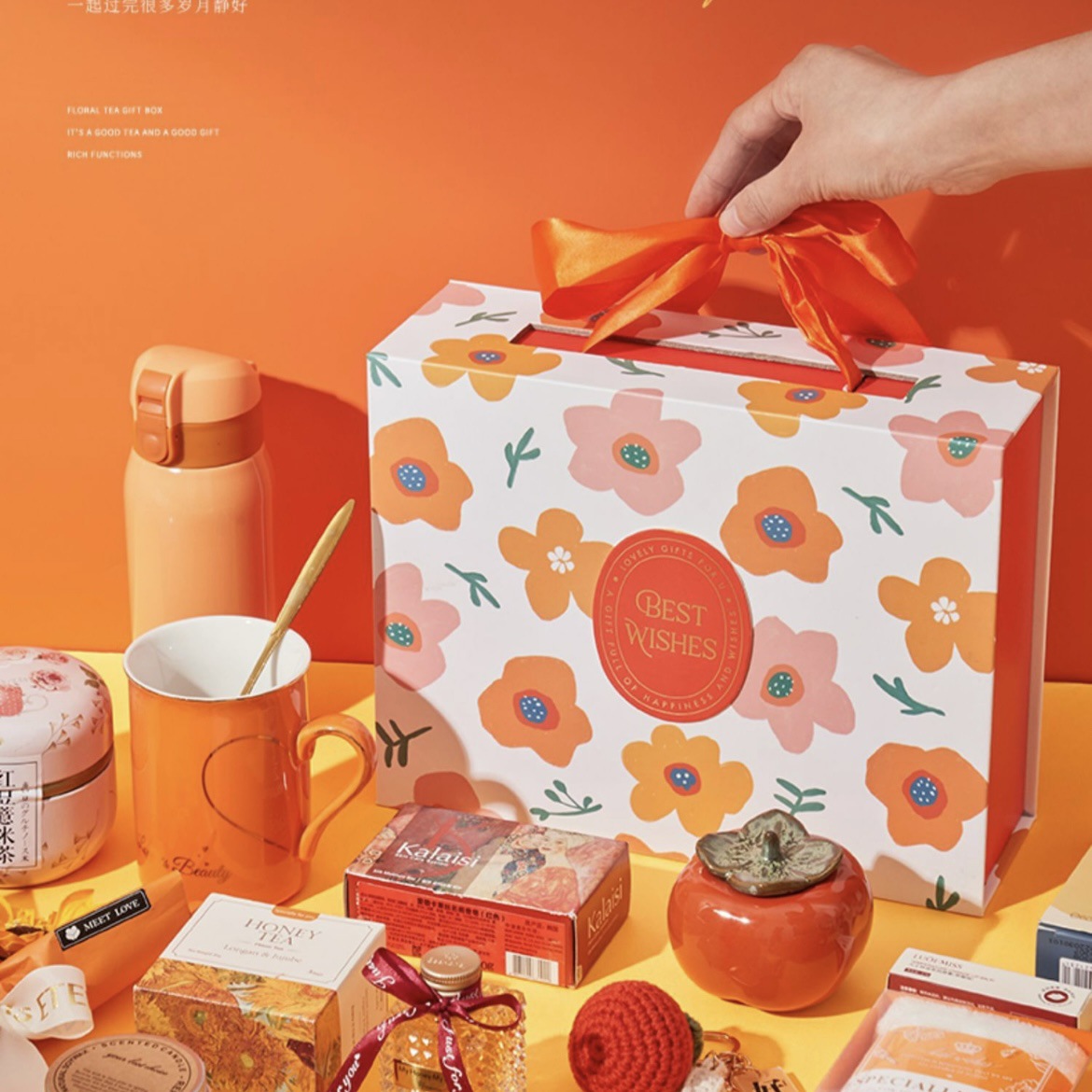 Orange Heart Orange Ribbon Portable Souvenir Gift Box Uv Printing Logo Source Manufacturer Ready Stock Delivery Within 48 Hours