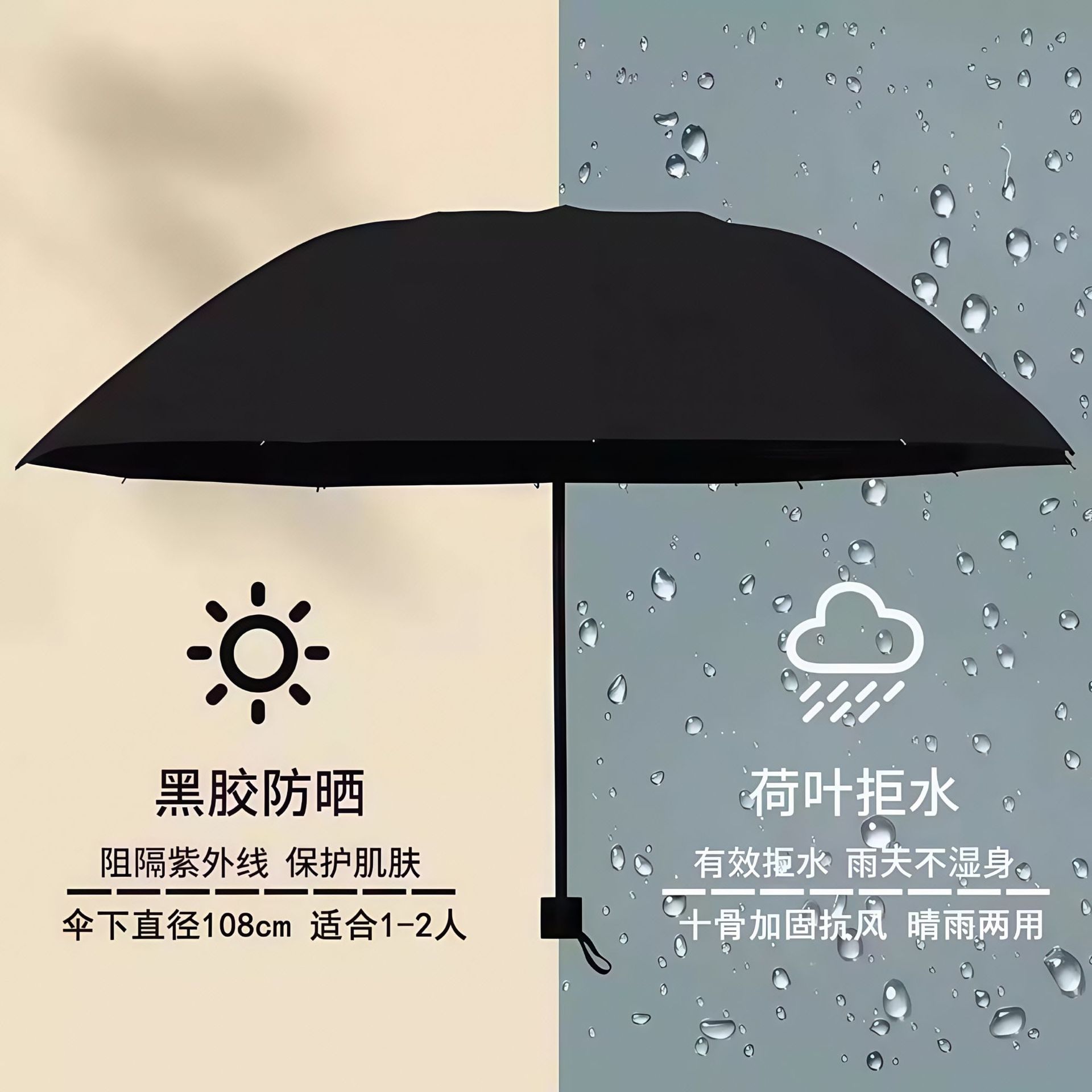 Picture of UV Umbrella Custom Wholesale UV Protection Thickened Sun Protection Sunshade Umbrella Sun Umbrella Folding Sunny and Rainy Umbrella for Men and Women
