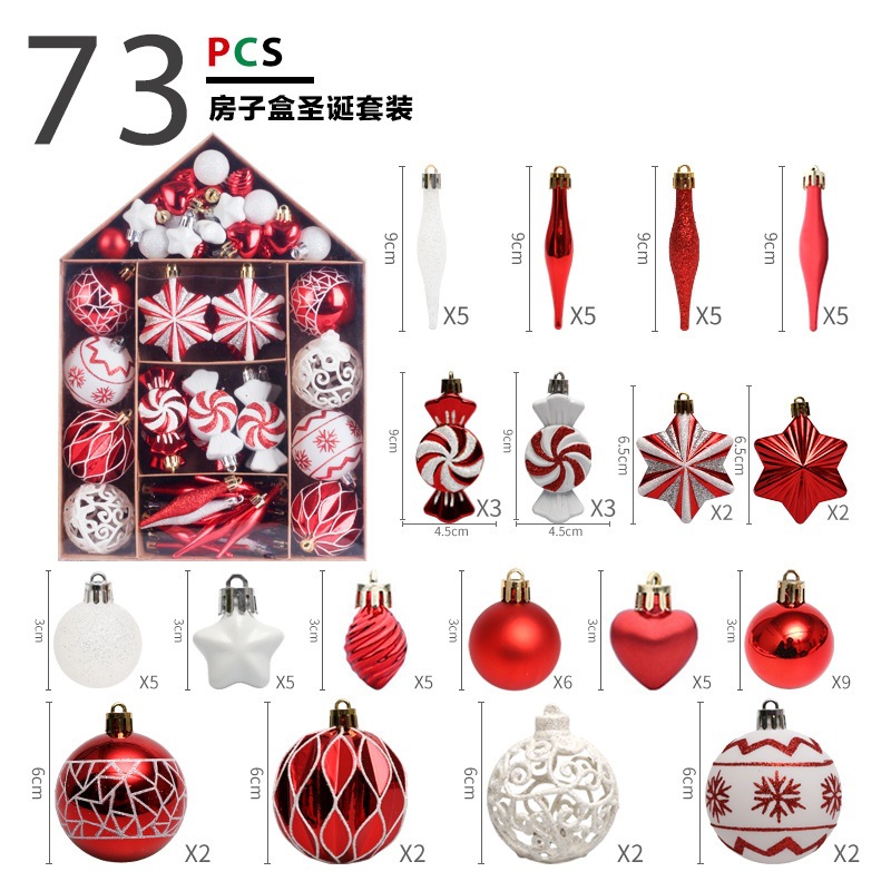 Picture of Cross-border New Christmas Decorations House Painted Christmas Ball suit Gift Bag Christmas Tree Pendant