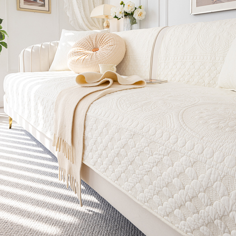 Japanese and Korean Style Cream Style Washing Cotton Sofa Cushion New All Seasons Universal Sofa Cover Non-Slip Cushion Cover Cloth