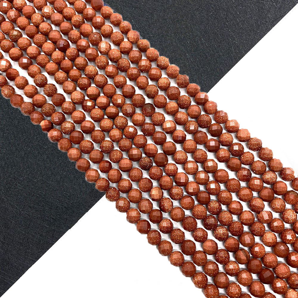 Natural stone cut loose beads 6mm round spherical Jinsha stone straight hole beaded DIY necklace jewelry accessories wholesale