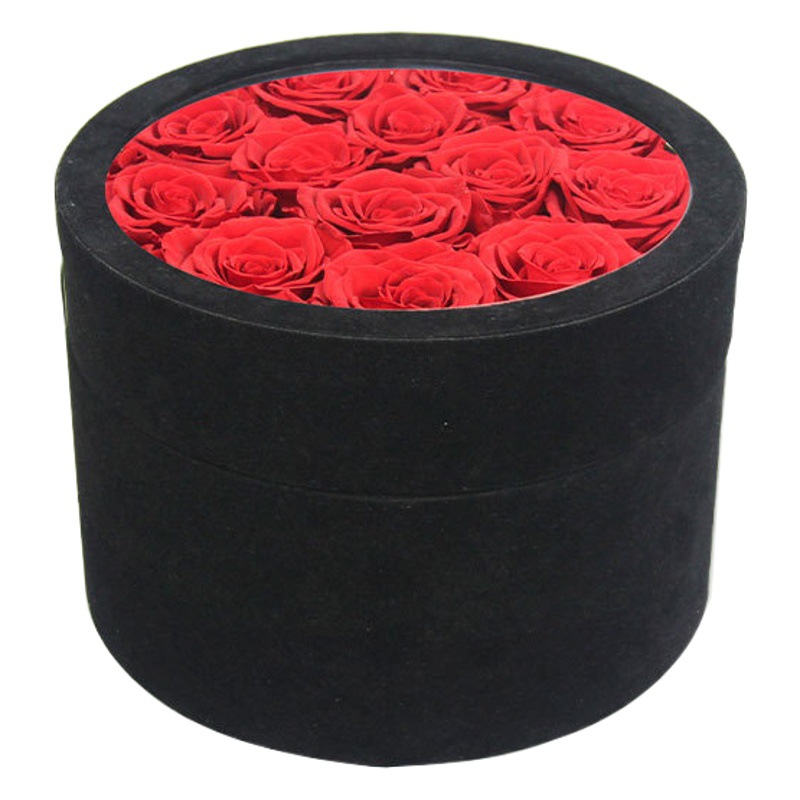 Amazon Hugging Barrel Eternal Flower Red Heart-shaped Rose Round Barrel Finished Tanabata Festival Gift Box Cross-border Wholesale