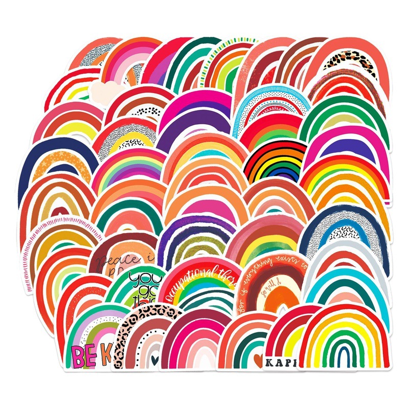 50 small fresh rainbow bridge stickers cross-border PVC graffiti stickers DIY suitcase guitar car waterproof stickers