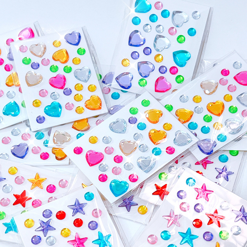 Picture of Mini Colorful Diamond Sticker Accessories Cross-Border DIY Diamond Stickers Acrylic Diamond Stickers Stars Heart Gem Stickers