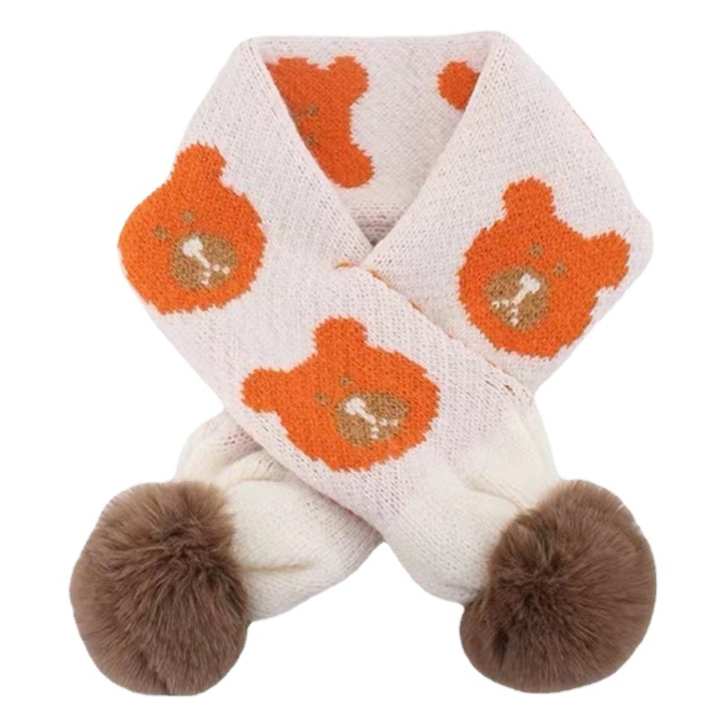 South Korea children's scarf trendy new boys and girls knitted wool bear scarf cross children's wool cartoon scarf