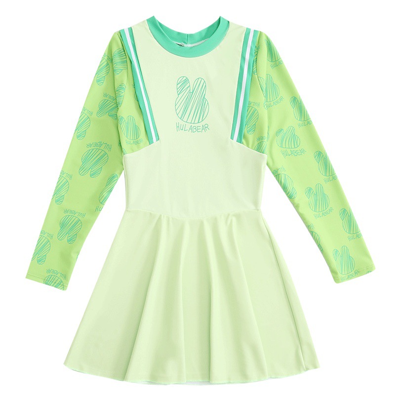 Girls' Swimming Kidsren's Girls' Swimwear Sports One-Piece Long-Sleeved Suit Girls' Swimming Trunks Swimsuit One Piece Generation