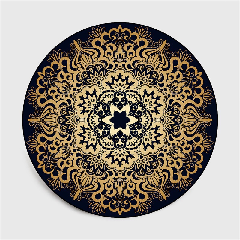Picture of Cross-border Classic European-style Light Luxury Retro Black Gold Pattern Living Room Bedroom Hanging Basket Chair Round Non-slip Mat Carpet