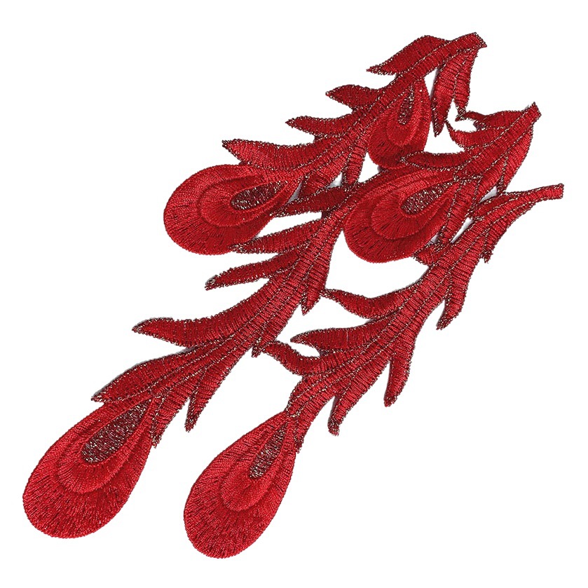 Gold and red lace water-soluble lace polyester three-dimensional embroidery cheongsam phoenix tail collar flower hem flower accessories