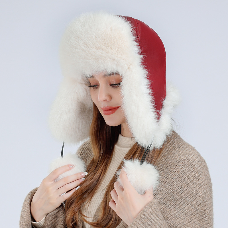 Winter Cold-proof Warm Ethnic Style Front Cap Women's Windproof Waterproof Ear Protective Cap Men's Outdoor Skiing Northeast Cap