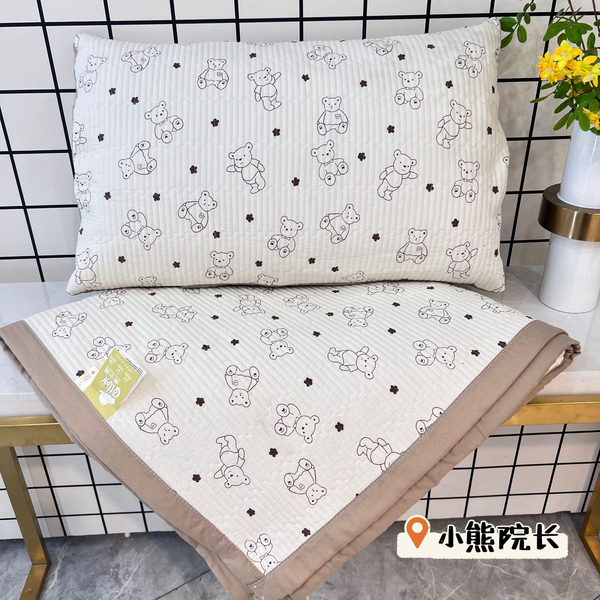 New Washed Cotton and Linen Bed Cover Three-piece Set Non-slip Thickened Quilted Bed Sheet Tatami Kang Cover Blanket for All Seasons