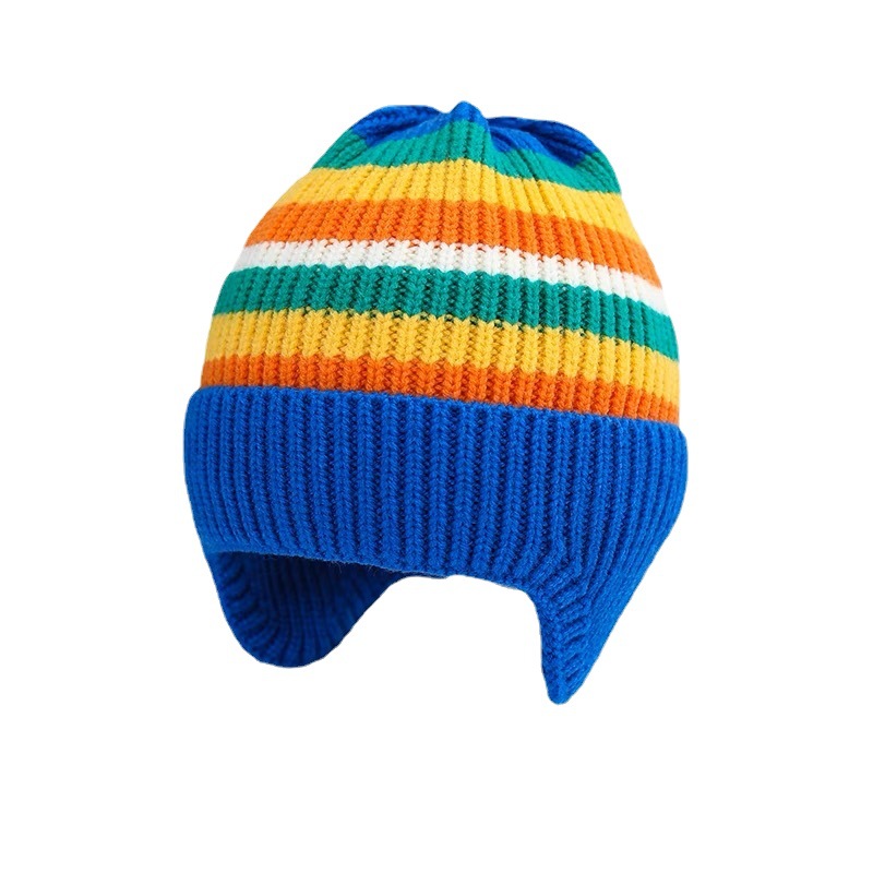 Picture of Children's hat autumn and winter girls' pullover hat Korean-style knitted hat colorful wool hat baby boys' warm earmuffs hat tide