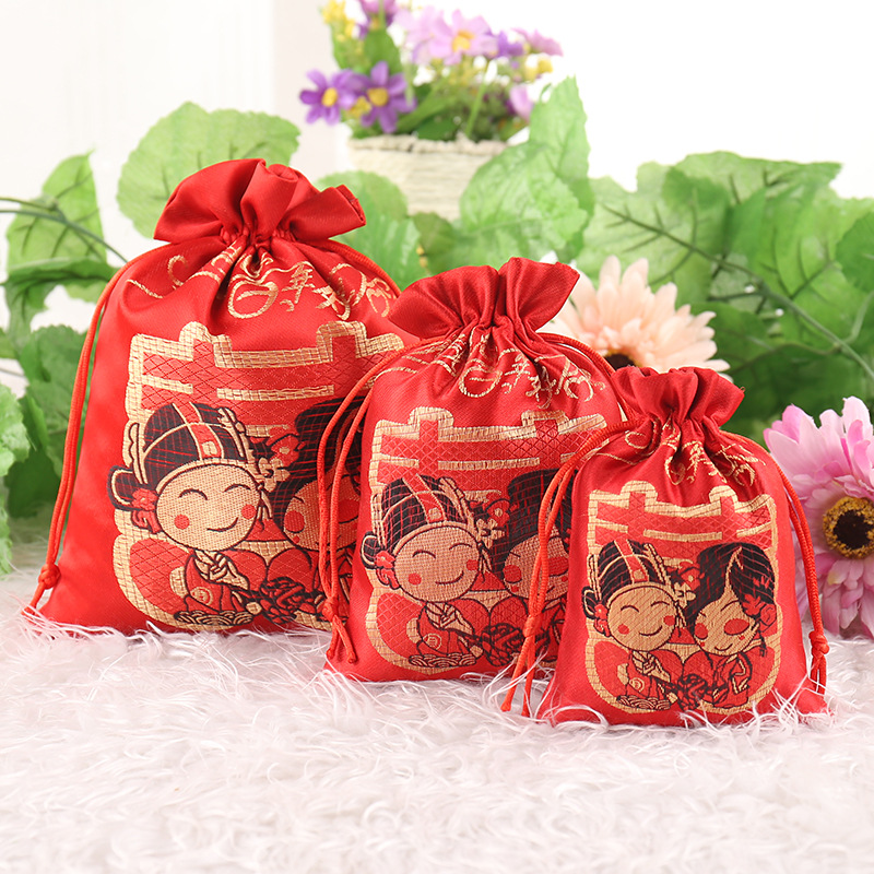 Picture of Wedding supplies wholesale brocade wedding candy bag wedding candy box wedding candy bag gift bag non