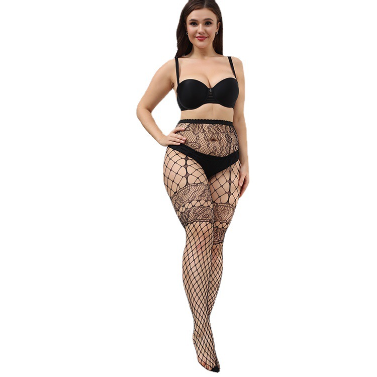 European and American foreign trade sexy tight-fitting sexy stockings jacquard long tube hollow small mesh tights fishnet stockings sexy stockings