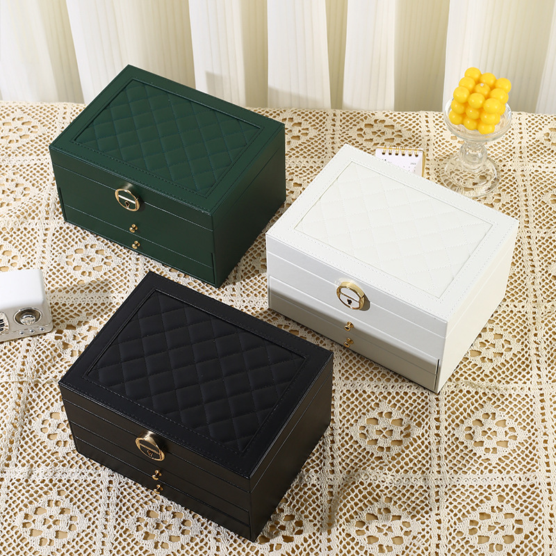 High-grade PU Leather Large-capacity Jewelry Box Anti-oxidation Drawer-type Jewelry Storage Box Ring Earrings Jewelry Box