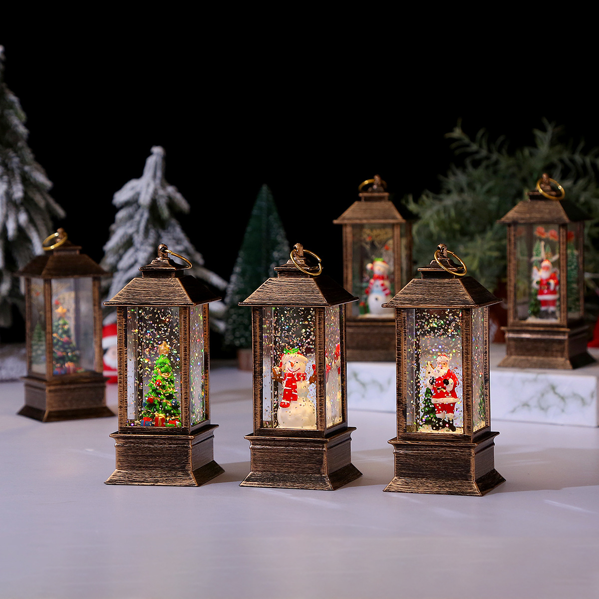 Cross-border Explosion Models Christmas Small Wind Lamp Santa Claus Luminous Night Light Decorative Desktop Ornaments
