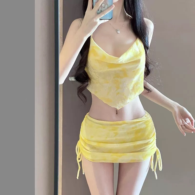 Swimsuit 2025 New Sexy Skirt Bikini Split Three-piece Blouse Slimming Holiday Beach Spa