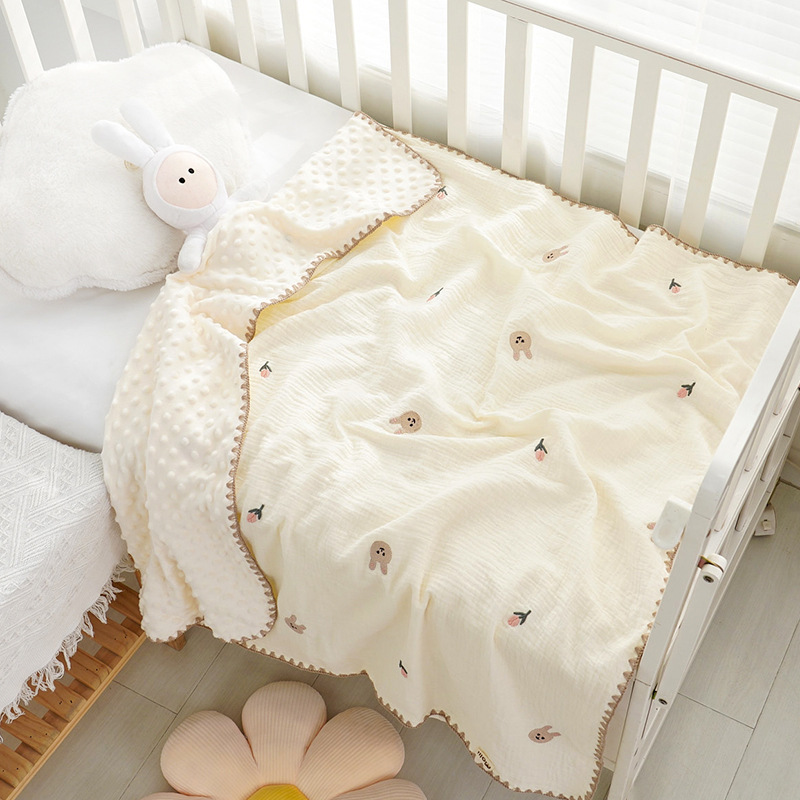 Picture of Bean Blanket Baby Gauze Blanket ins Embroidered Newborn Baby Calming Blanket Children's Blanket Baby's Quilt