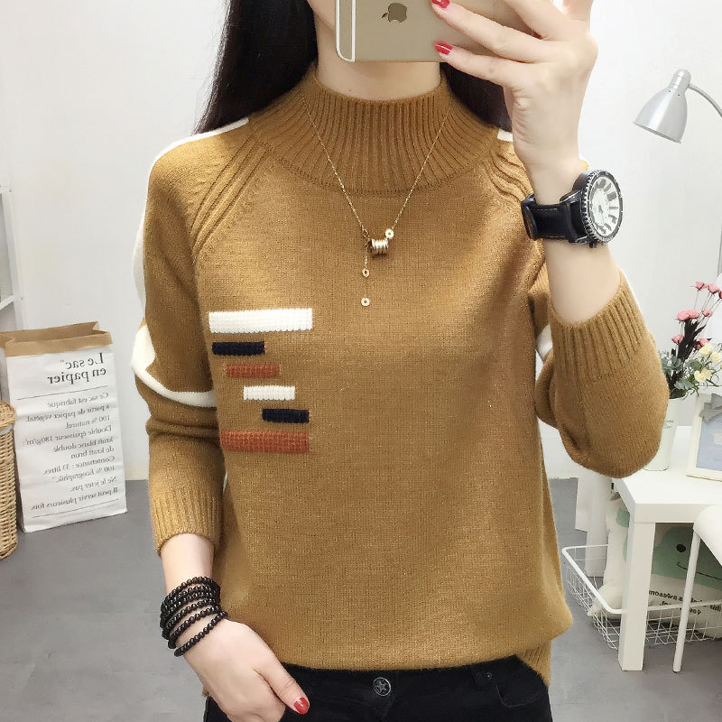 Picture of Thickened sweater women's autumn and winter 2024 New half turtleneck popular loose Western style top knitted bottoming shirt