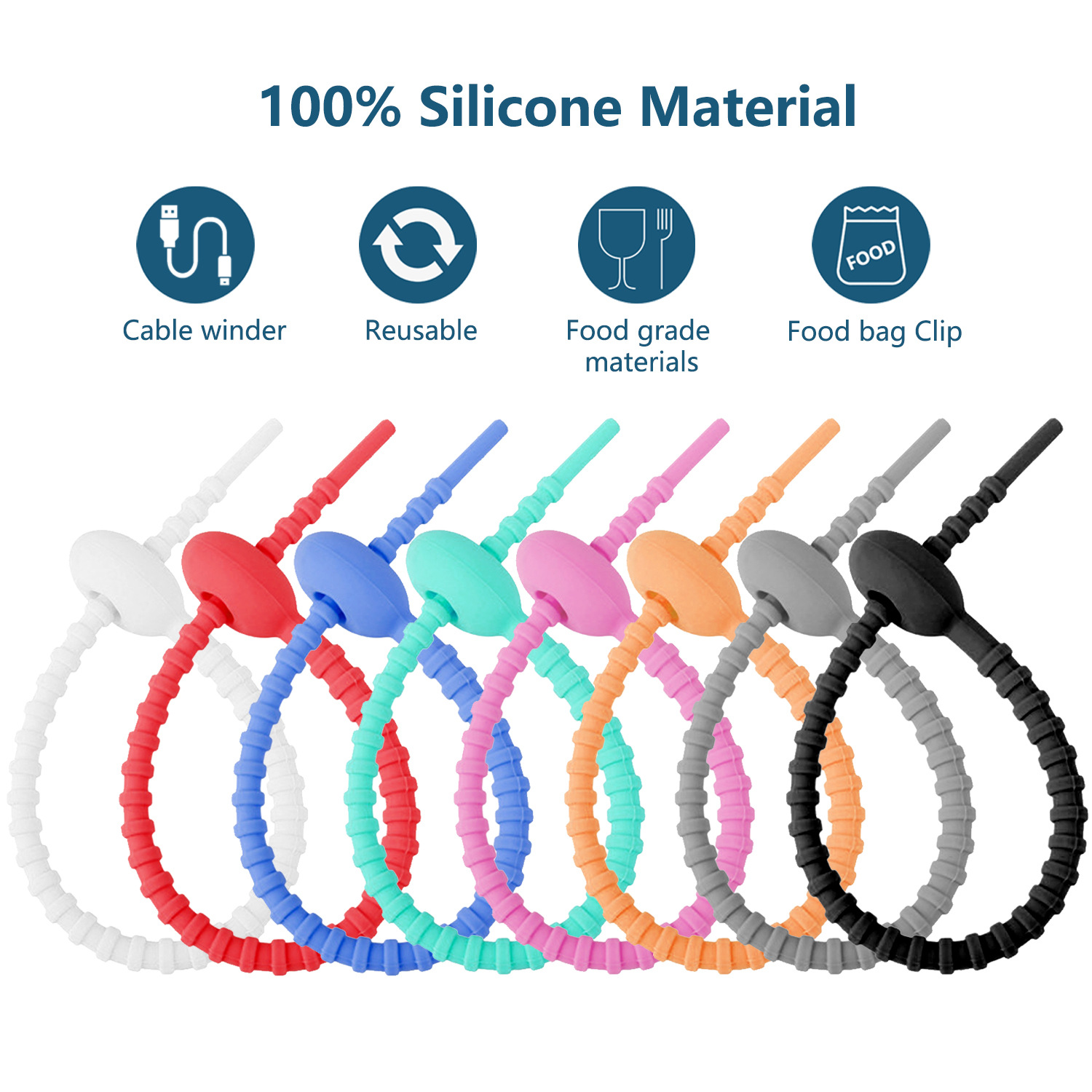 Picture of Color silicone ribbon key chain DIY clothing bag jewelry key chain lanyard data cable storage Winder