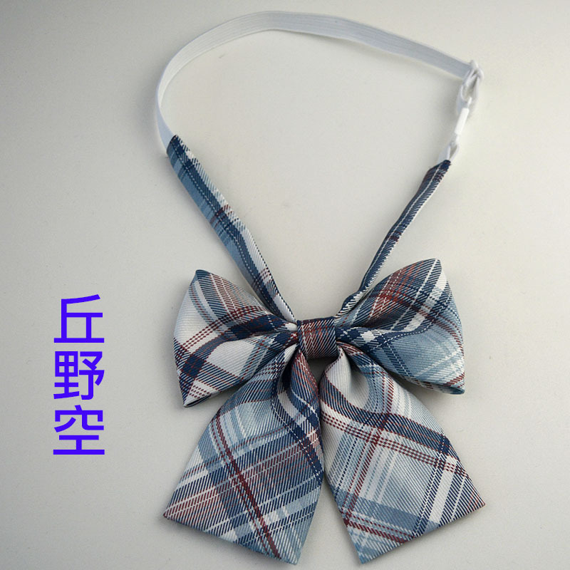 Picture of Hot-selling College Style Oka Pear Field Soot Black Bow Plaid Flat Horn JK Collar Bow Tie Shirt Accessories