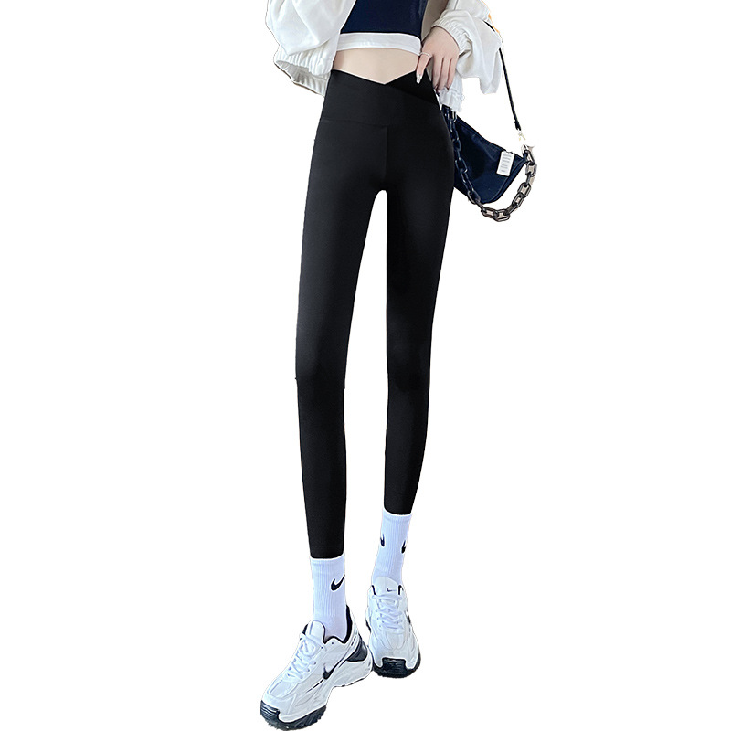 Picture of Shark Pants Nine-Point Large Size Outer Wear Barbie Leggings Cross High Waist Tummy Control Butt Lift Wholesale Leggings for Women Spring and Summer