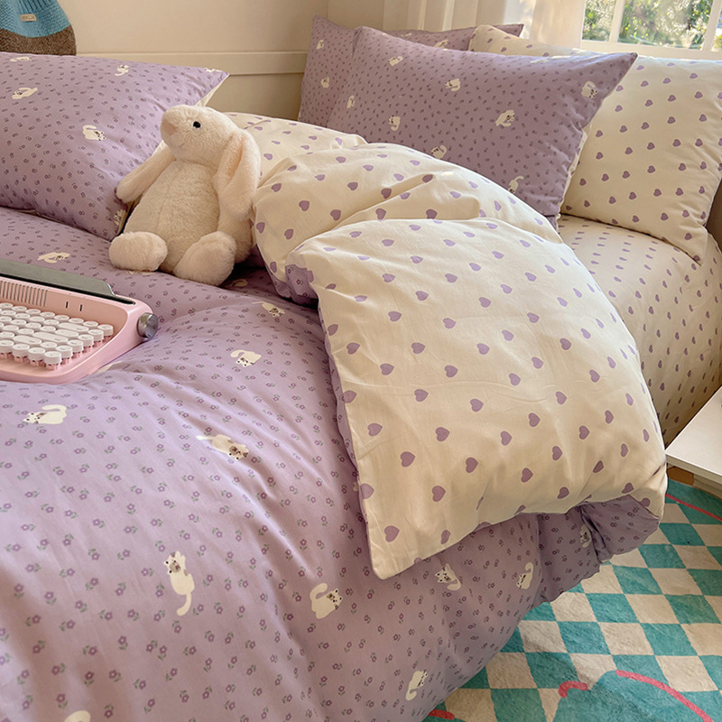 Picture of 2025 New Spring & Fall 60 Small Floral Cotton Four-Piece Set Ins Style Pure Cotton Dormitory Bed Bed Sheets Quilt Cover Three-Piece Set
