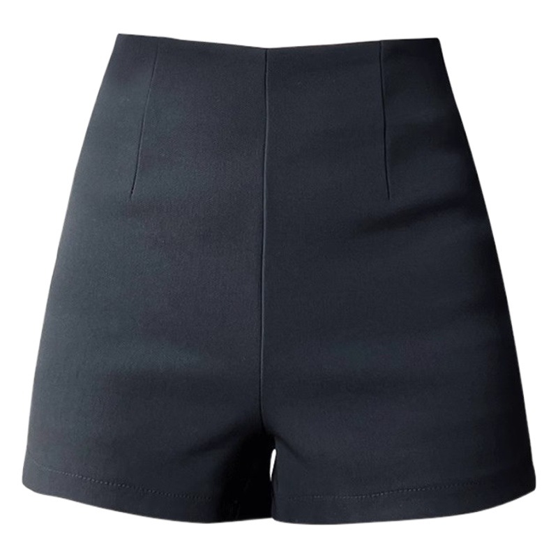 Black high waist suit shorts Women's Spring and Autumn new casual sports pants small slim American stretch hot pants