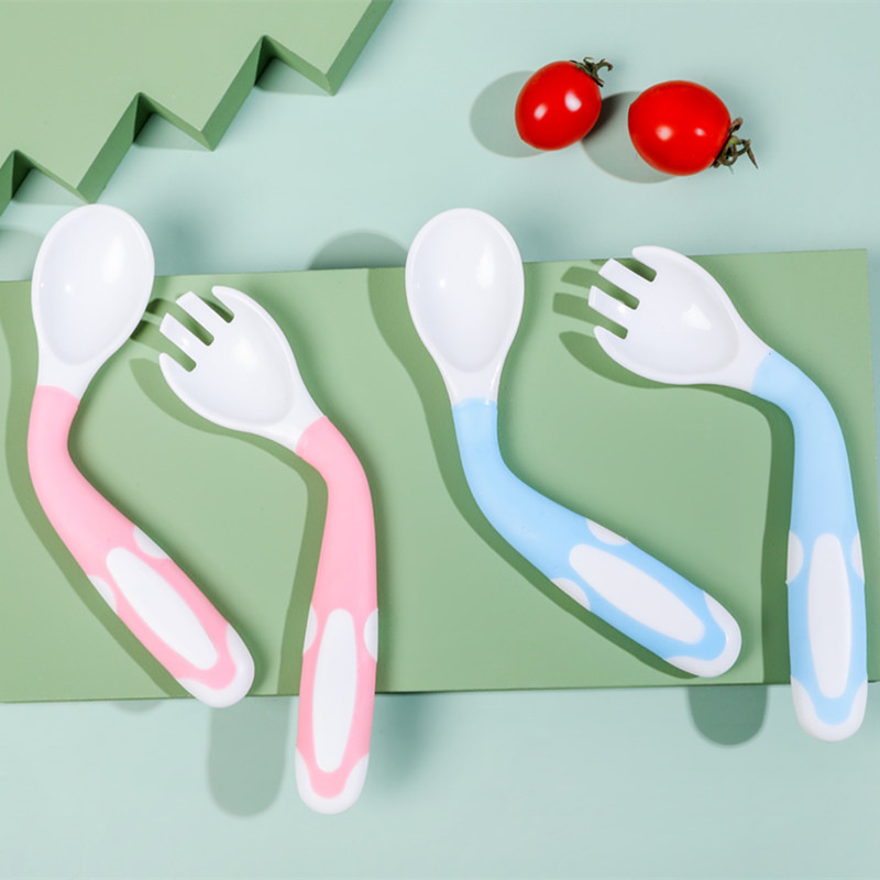 Portable baby tableware learning eating spoon bendable spoon Fork children's tableware twist fork spoon set