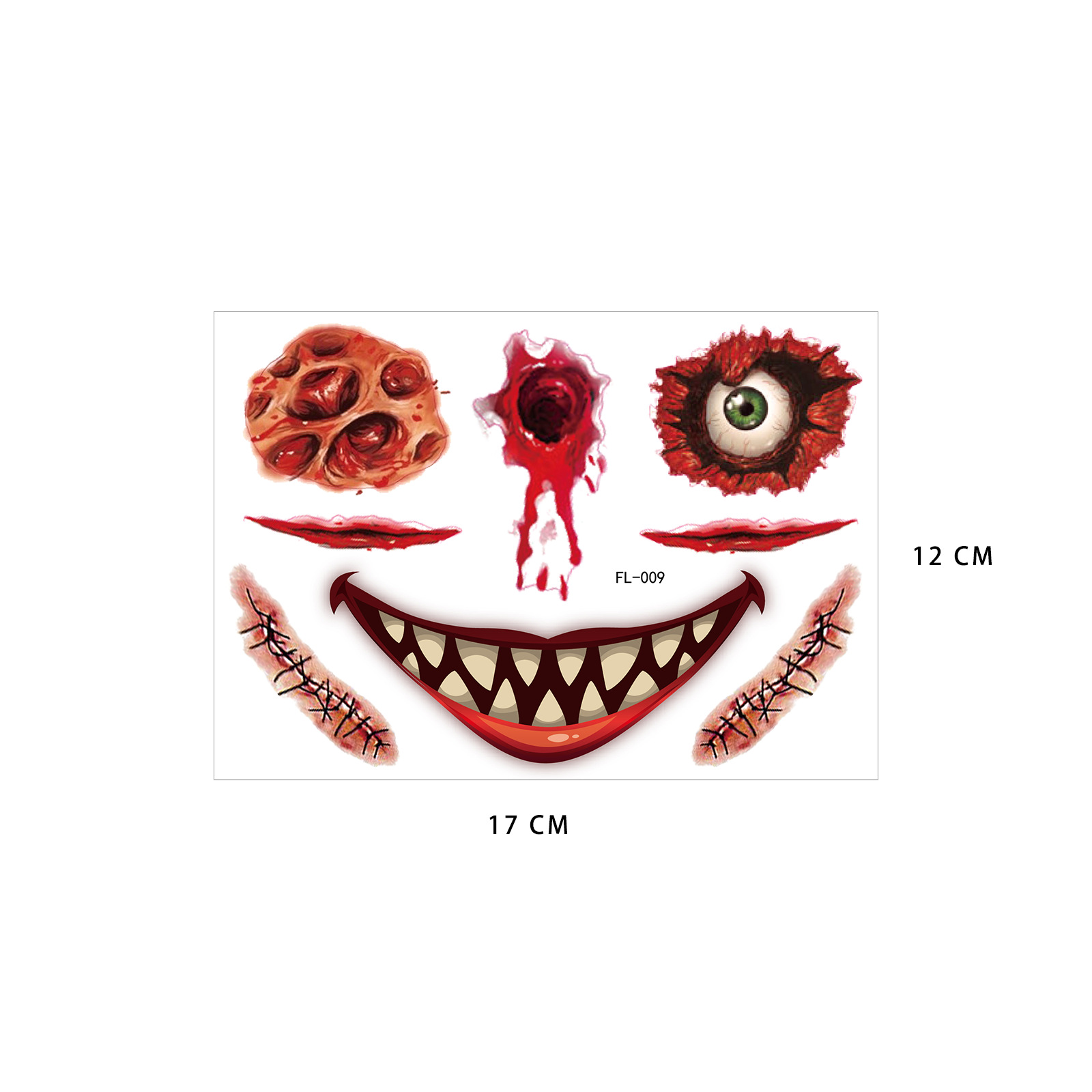 Picture of European and American cross-border hot sale Halloween funny face tattoo stickers masquerade dead dead face stickers tattoo stickers