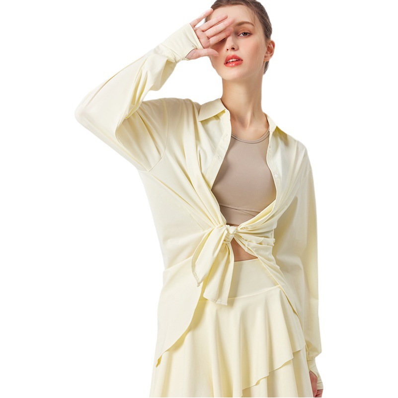 Summer Ice Silk Sunscreen Clothing Women's Draped Breathable Ice Long Sleeve Lightweight UV-resistant Original Yarn Sunscreen Clothing Shirt