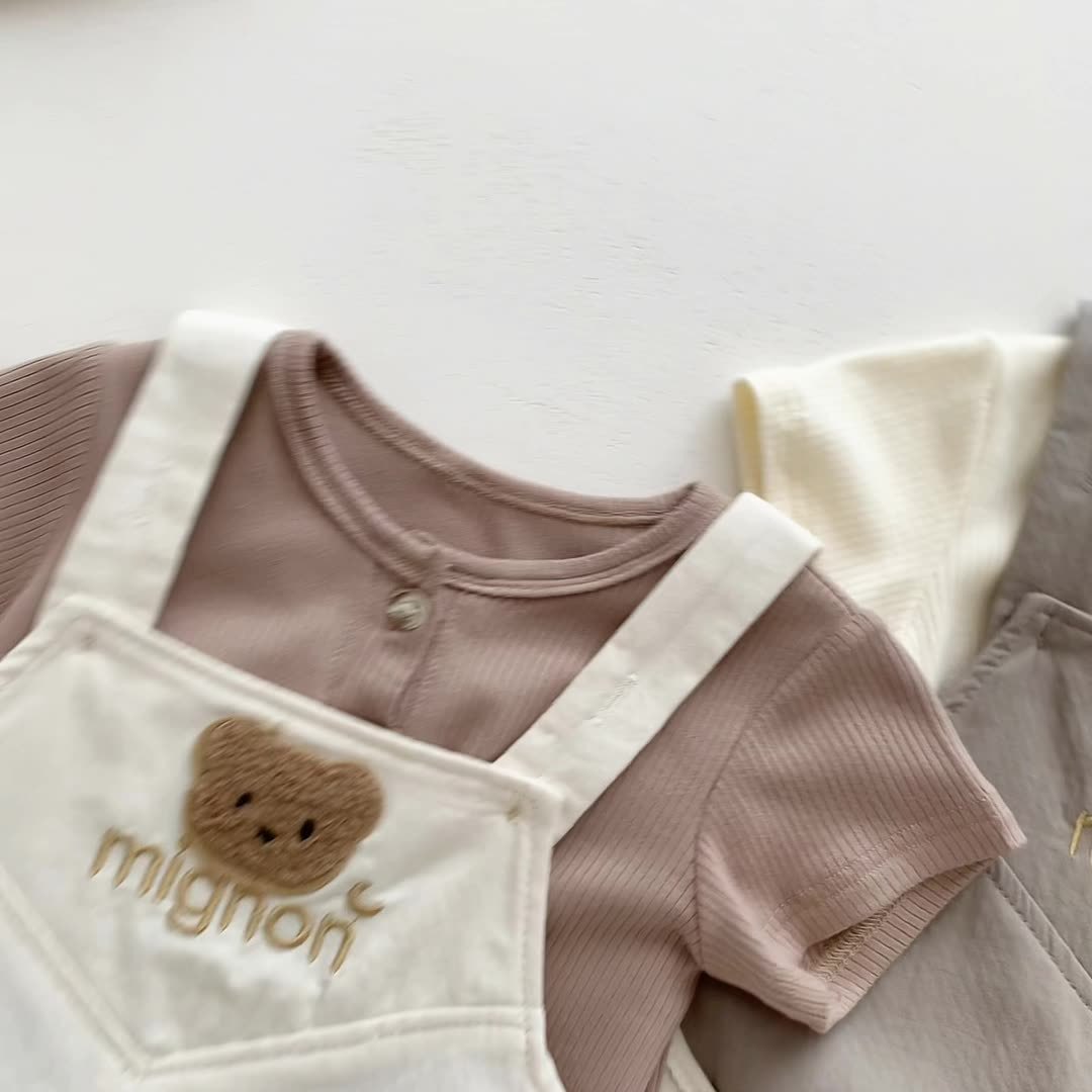 Picture of Iine Korean Style Baby Men and Women Summer Short-sleeved Bag Fat Clothes Baby Jumpsuit Strap T-shirt Two-piece Triangle Haggit Clothes