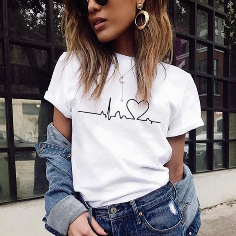Summer Short Pure White T-Shirt Women's Short-Sleeved Loose Half-Sleeved 2025 New Printed Top T-Shirt Bottoming Shirt Trbottomy