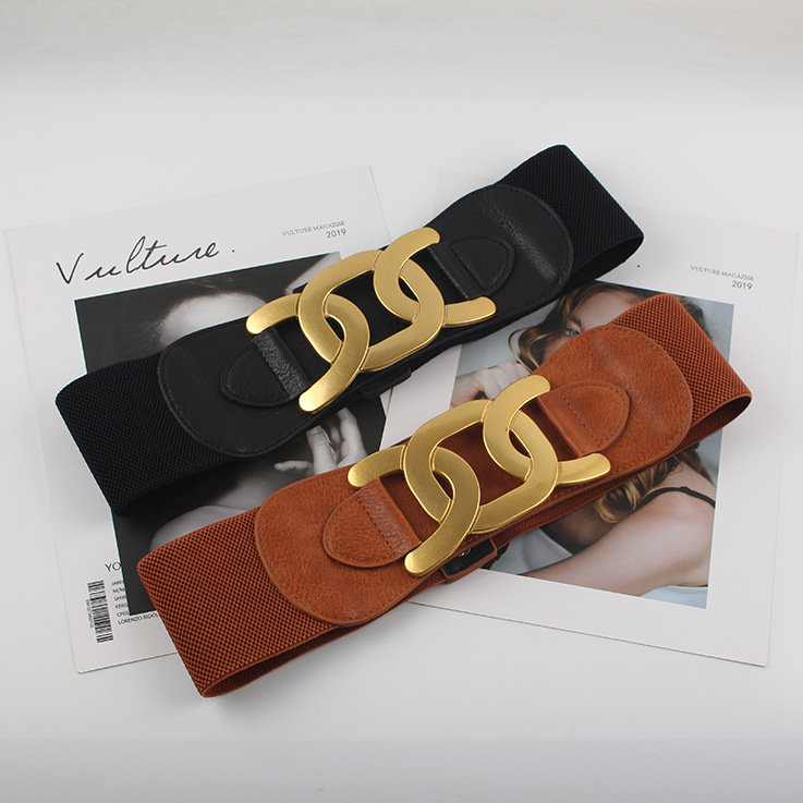 European and American Fashion Brand Summer New Fashion Genuine Leather Cowhide Sweater Wide Waist Seal Women's Casual Decorative Leather Belt Elasticated