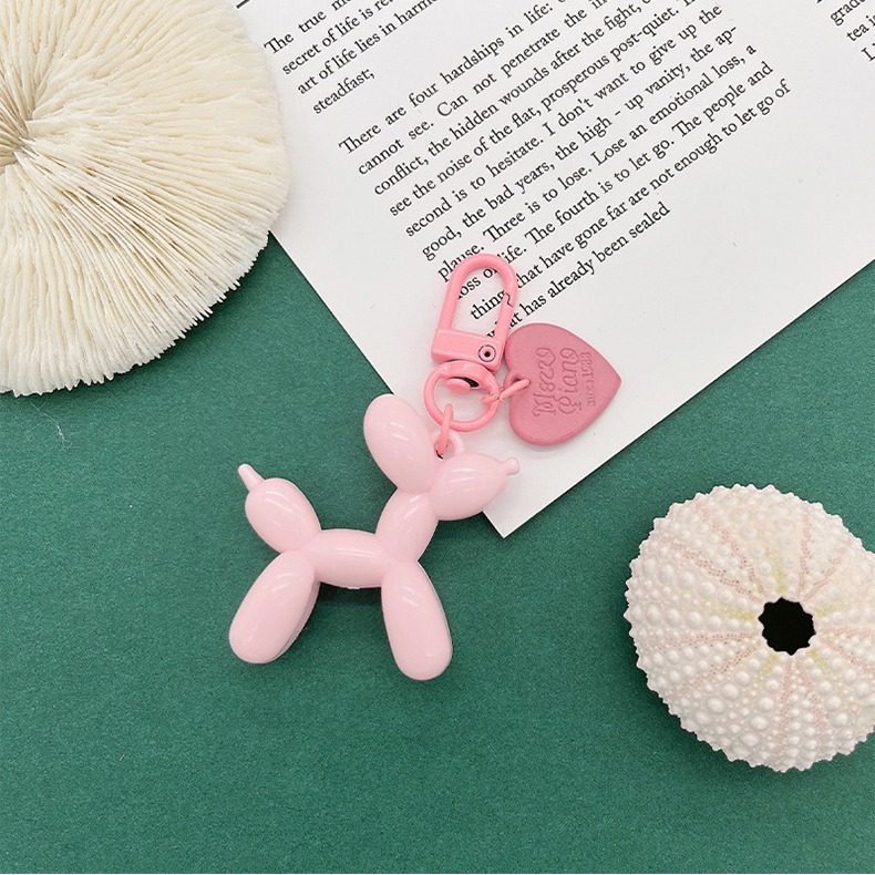 Picture of Dopamine Rose Red with Black Keychain Pendant Female Internet Celebrity High-End Niche Handmade Balloon Dog Bag Pendant Versatile