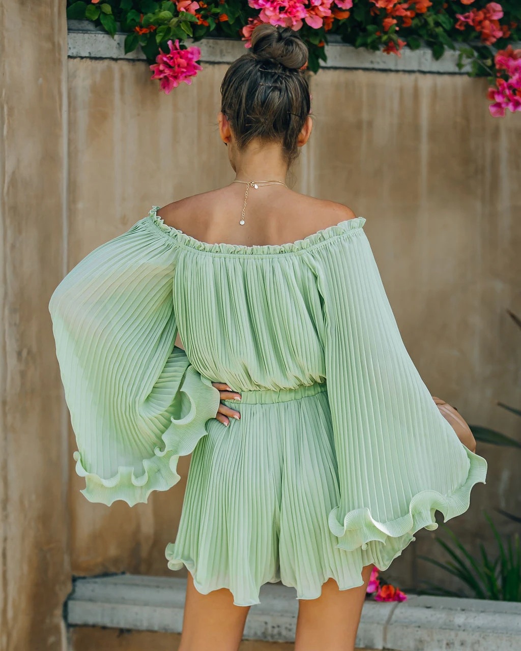 Picture of Spot! 2021 New Amazon Independent Station Summer Solid Color Ruffled Shoulder Ruffled Jumpsuit