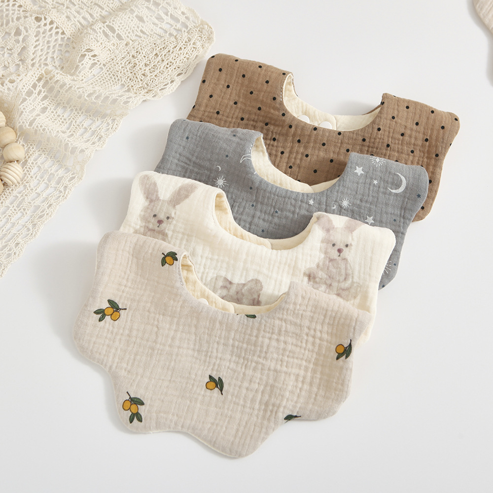 Picture of Han Feng 6-layer cotton gauze petal bib Zou Zou cloth saliva towel 360 degree newborn bib baby anti-spitting milk towel